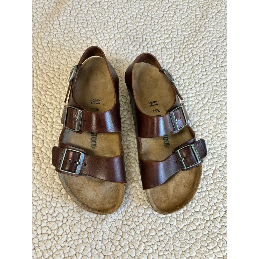 Birkenstock Milano Habana Brown Oiled Leather Slingback Sandals Mens 8 Womens 10